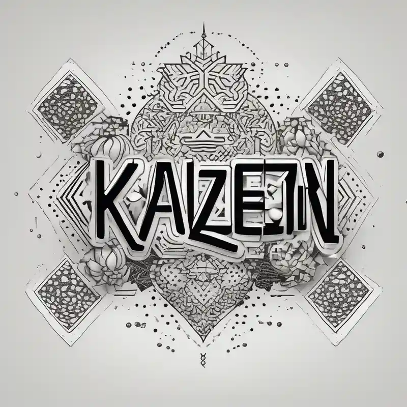 Chest tattoo with the word and drawing Kaizen half sleeve tattoo designs for men – Dotwork, Vibrant color